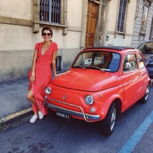 Low cut red maxi dress